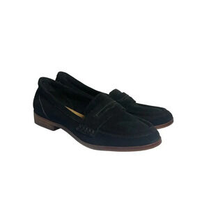 Gianni Bini Black Suede Leather Loafers Women's Size 6